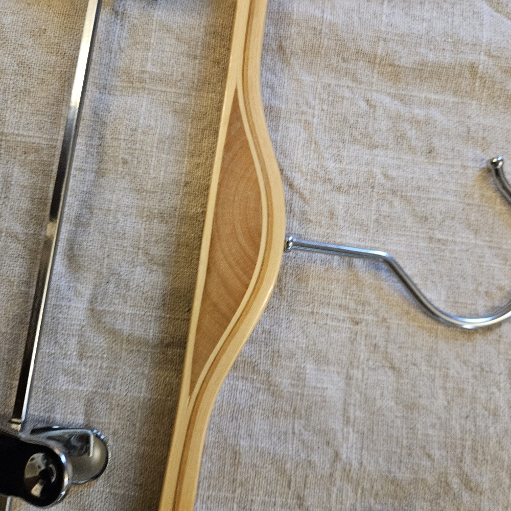 Elegant Wooden Pant Hanger Set - Natural Finish 5 Piece - Picture 4 of 4